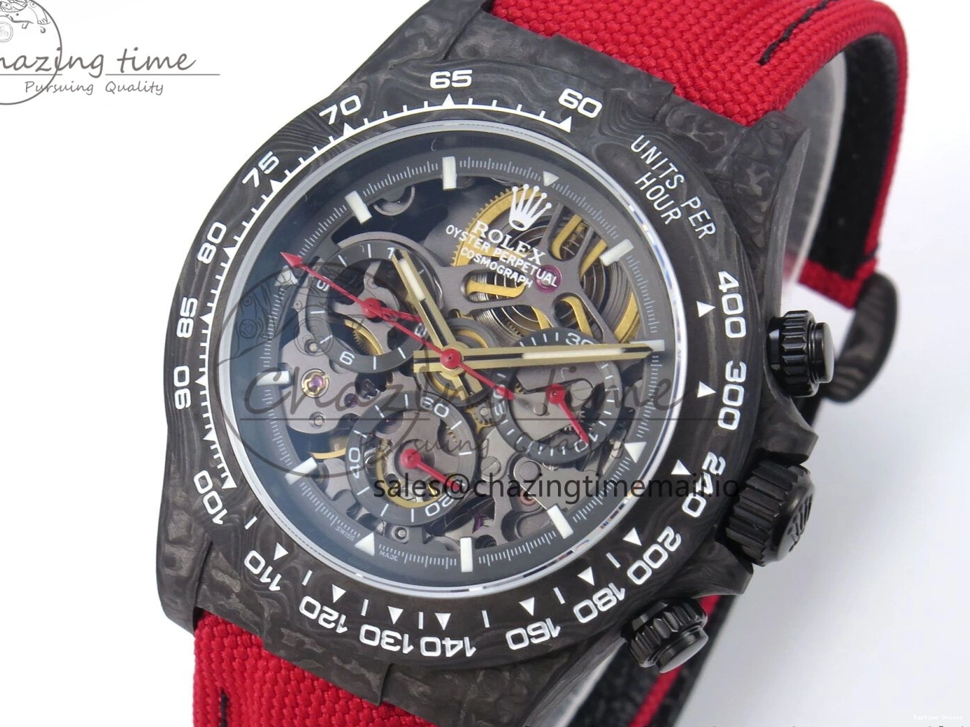 0405 Daytona Diw 40mm N6F 1:1 Best Edition Gray Skeleton Dial Red Nylon Strap DD Original 900
